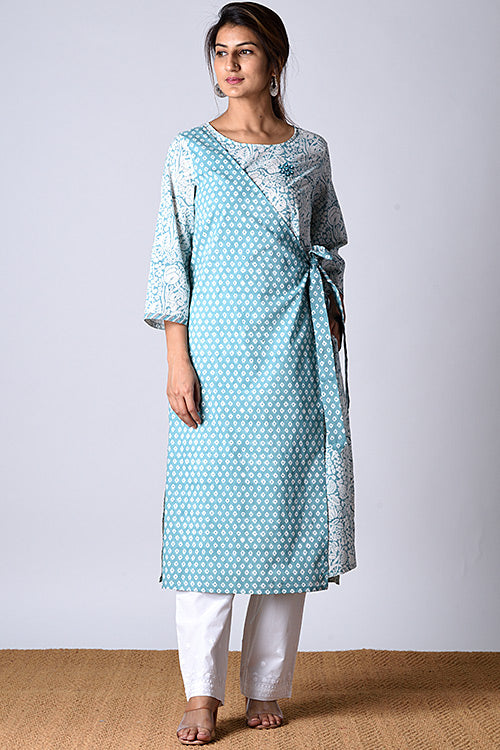 Dharan "Jama kurta " Green Block Printed Kurta