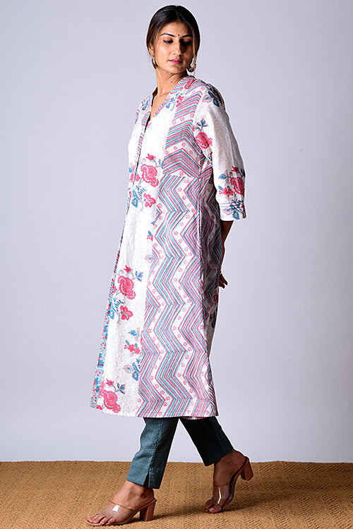 Dharan "Suhaani Kurta" White Block Printed Kurta