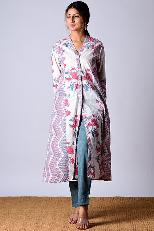 Dharan "Suhaani Kurta" White Block Printed Kurta