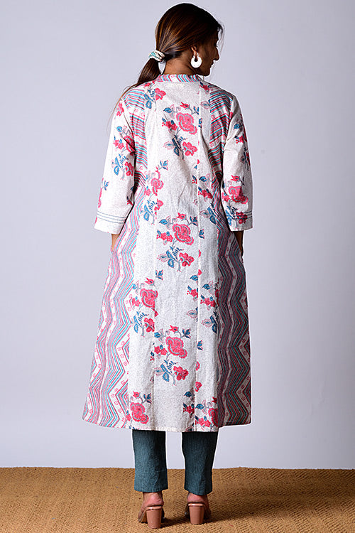 Dharan "Suhaani Kurta" White Block Printed Kurta