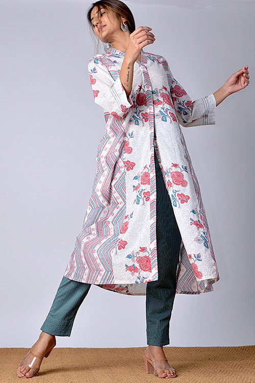 Dharan Suhaani White Block Printed Kurta For Women Online