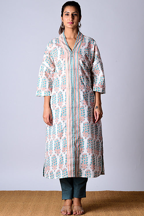 Dharan Kaafsa Jade Block Printed Kurta For Women Online