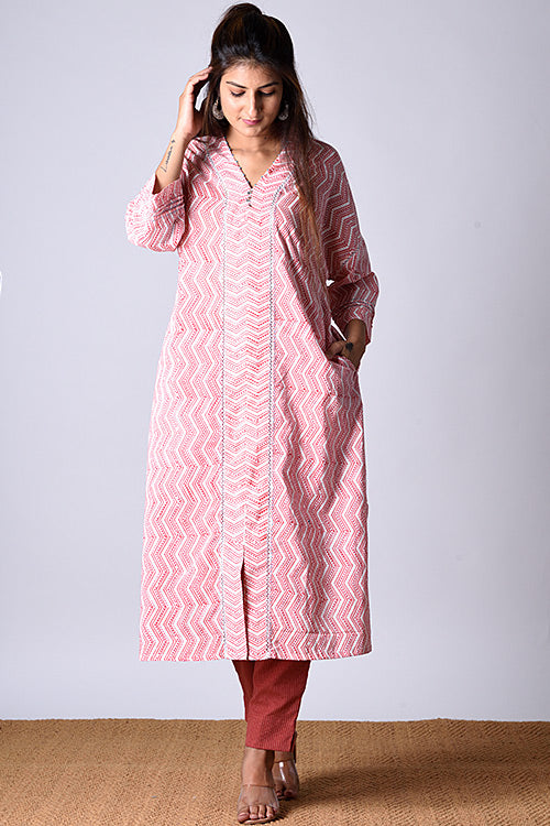 Dharan Kaafsa Coral Block Printed Kurta For Women Online