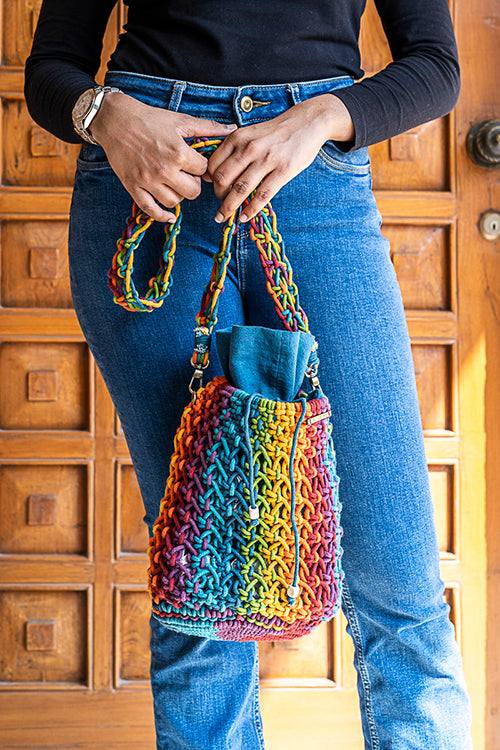 108Knots Cosmos Blended Hand-Knotted Bucket Bag