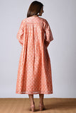 Dharan "Upavan Dress" Peach Block Printed Dress