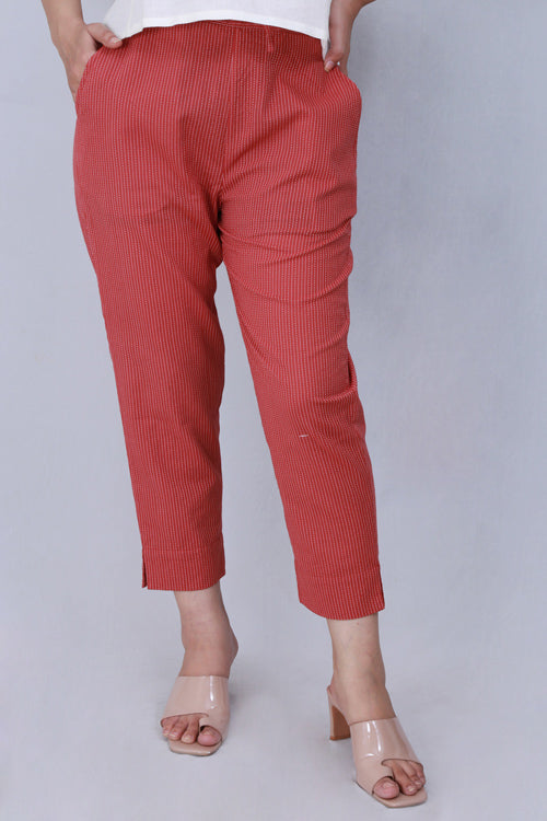 Dharan 'Coral Narrow Pant' Coral Woven Pants