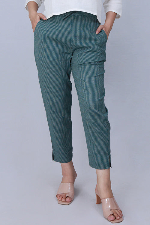 Dharan 'Green Narrow Pant' Green Woven Pants