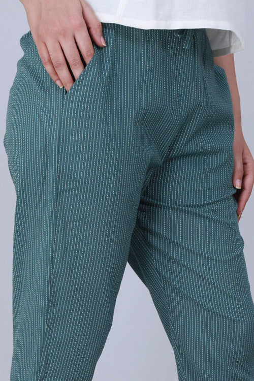 Dharan 'Green Narrow Pant' Green Woven Pants