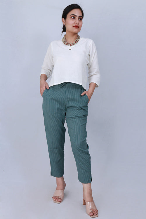 Dharan 'Green Narrow Pant' Green Woven Pants