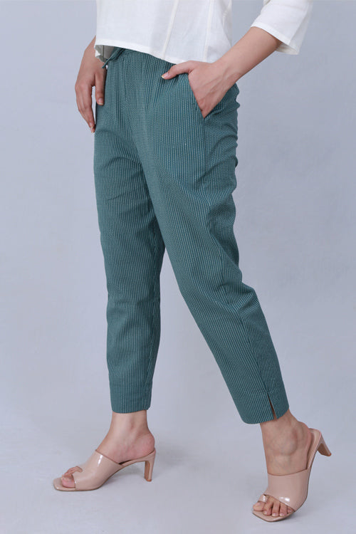 Dharan 'Green Narrow Pant' Green Woven Pants