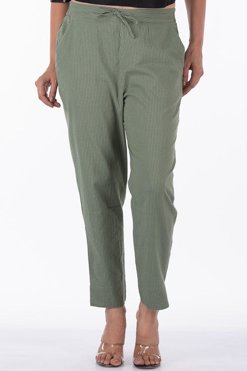Dharan "Kantha Narrow Pants" Rusty Green Woven Pants