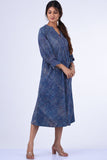 Dharan "Suki Dress" Indigo Block Printed Dress