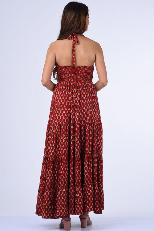 Dharan "Sara Dress" Red Block Printed Dress
