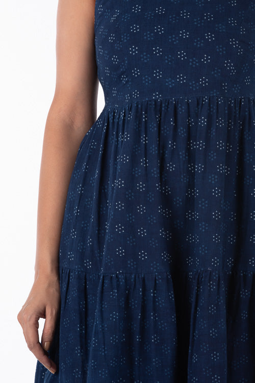 Dharan Sara Indigo Block Printed Dress For Women Online