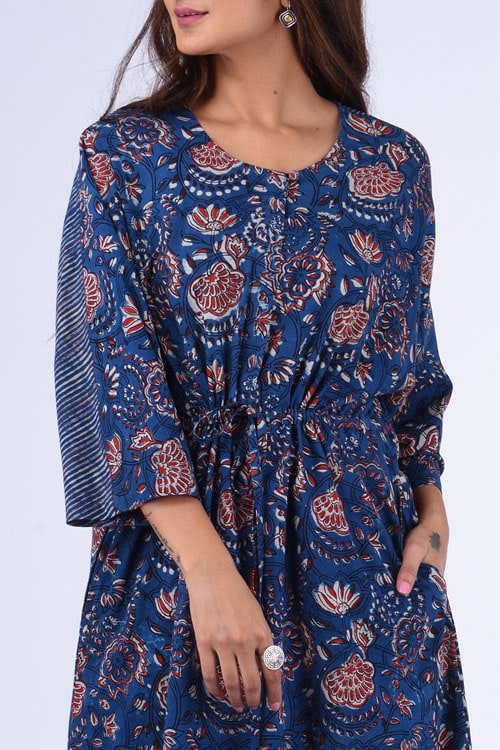 Dharan "Miko Kaaftan" Indigo Block Printed Kaaftan