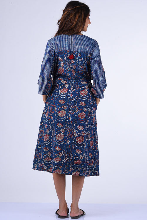 Dharan "Miko Kaaftan" Indigo Block Printed Kaaftan