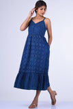 Dharan Lazuli Indigo Block Printed Dress For Women Online