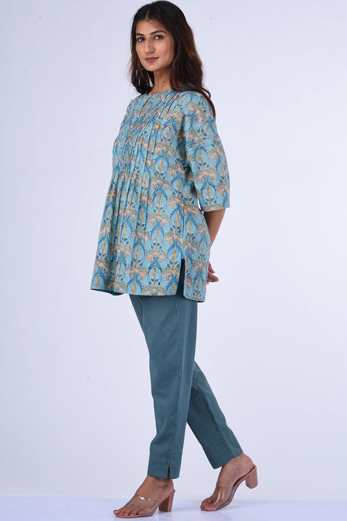 Dharan "Kuhu Top" Jade Block Printed Top