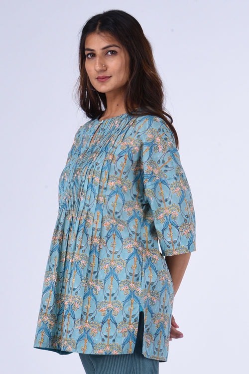 Dharan "Kuhu Top" Jade Block Printed Top