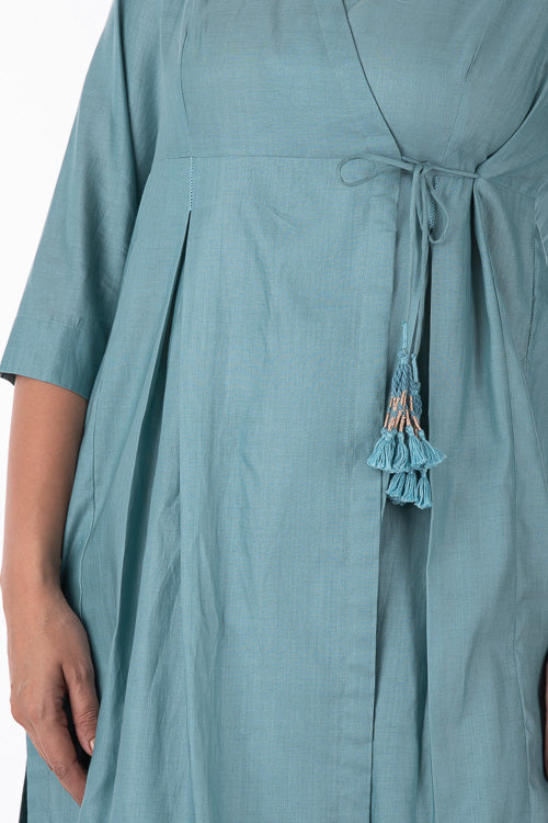 Dharan Gulista Green Embroidered Angrakha Kurta For Women Online