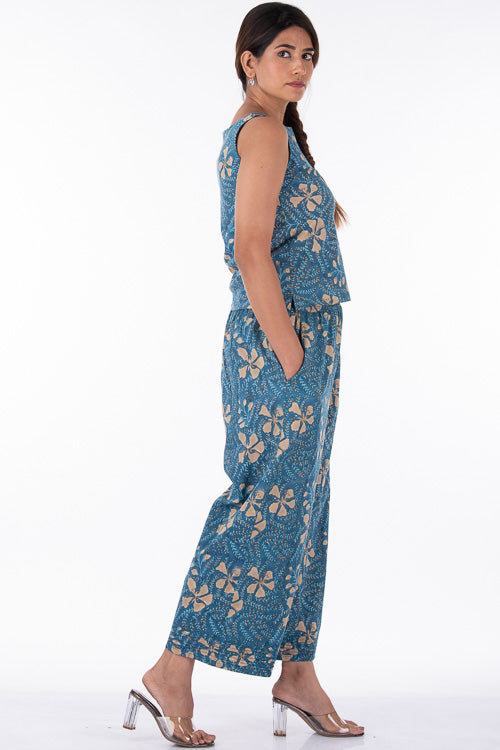 Dharan "Raag Farshi Pants " Blue Block Printed Pants