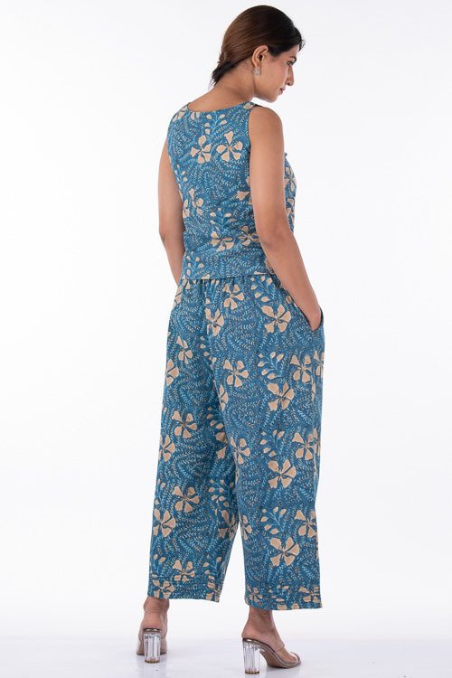 Dharan "Raag Farshi Pants " Blue Block Printed Pants