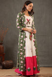 Shuddhi Parrot Green And Fuscia Pink Double Layered Dress
