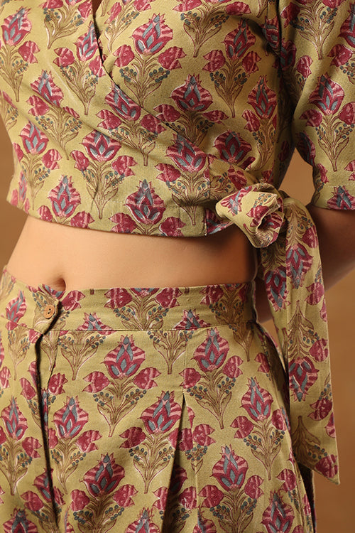 Shuddhi Moss Green With Rouge Pink Co-Ord Set