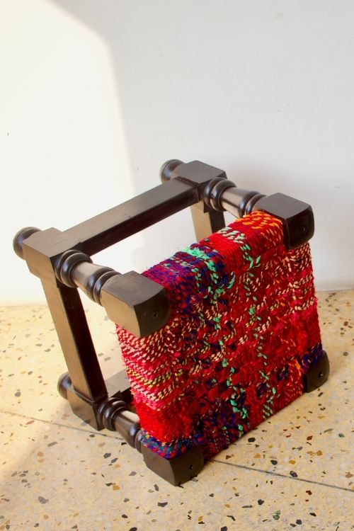 Sirohi Cherry Textile Wooden Stool