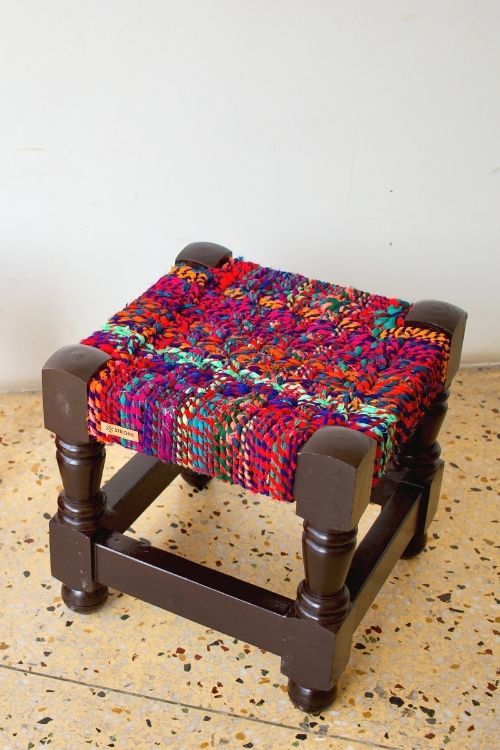 Textile Stool Sirohi Cherry Textile Wooden Stool – Okhaistore
