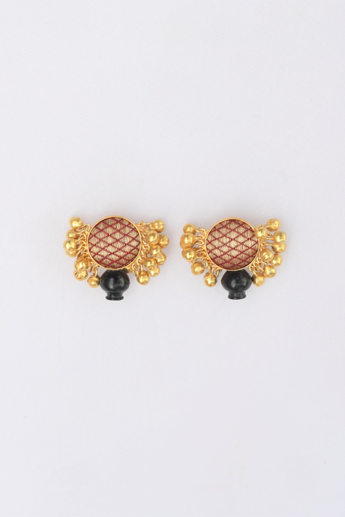 Kabbish'S Gungaroo Bharatnatyam Earrings,Black Pottery