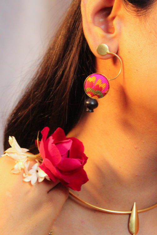 Kabbish'S Bharatnatyam Drop Earrings, Black Pottery