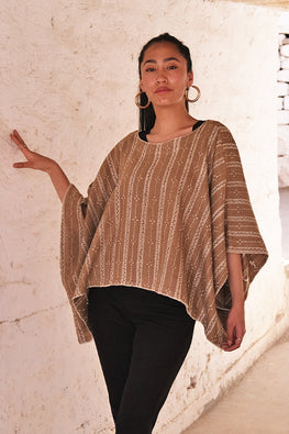 Looms of Ladakh "Nubra" Handwoven Walnut-dyed Pashmina Overlay