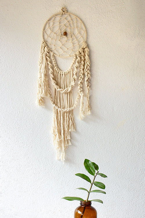 Elegant Navajo Off White Handcrafted Macrame Dream Catcher Online