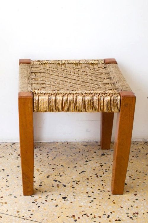 Sirohi Lustrous Duckling Jute & Gold Stool