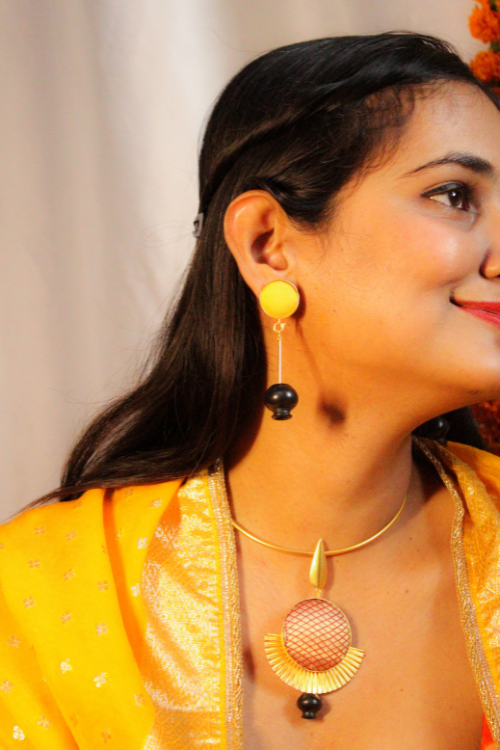 Kabbish'S Bharatnatyam  Drop Earrings, Black Pottery