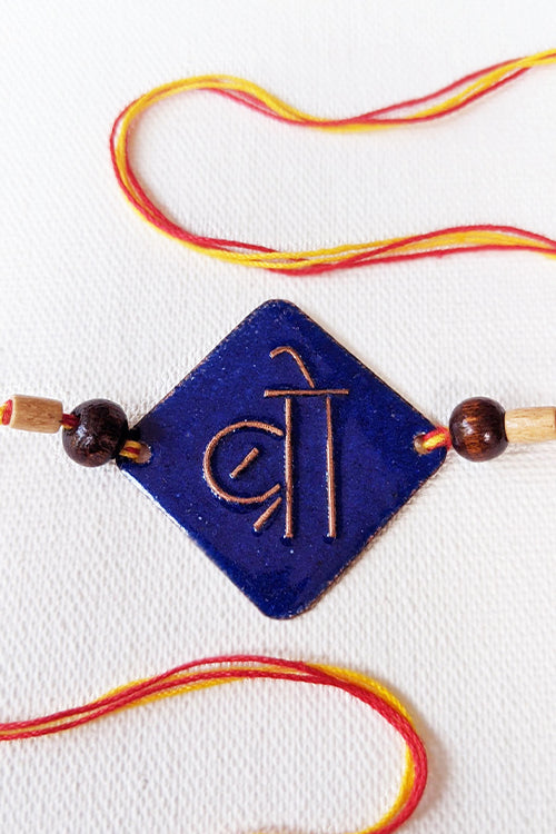 Okhai 'Dulari' Navy Blue Copper Enamel Rakhi