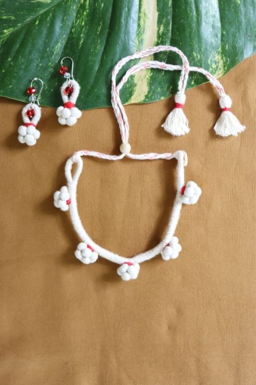 Moral Fibre Butawork & Glass Beads Necklace Set Online
