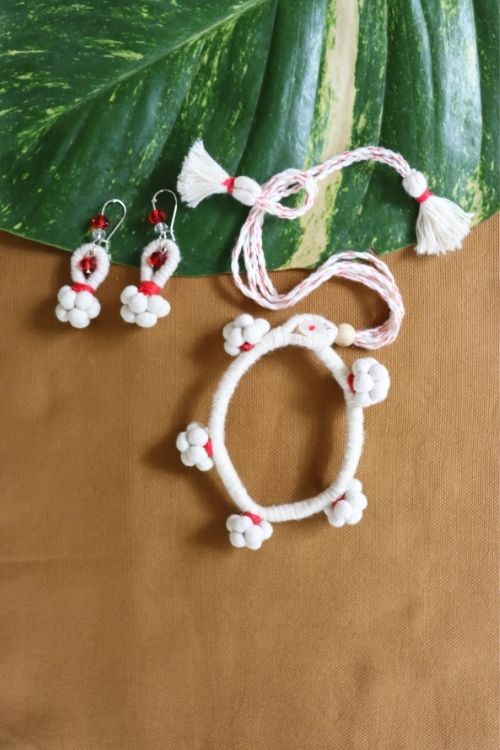 MORALFIBRE 'Butawork' Handwoven Cotton Fabric Jewellery Set