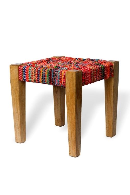 Textile Stool Sirohi Savitri Textile Waste Wooden Stool – Okhaistore