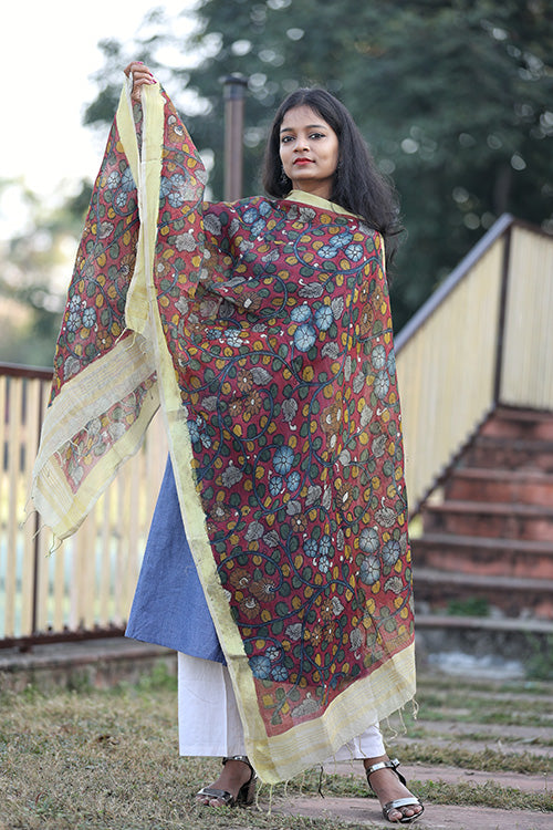 Available In More Colors Kalamkari Printed Ruby Cotton With