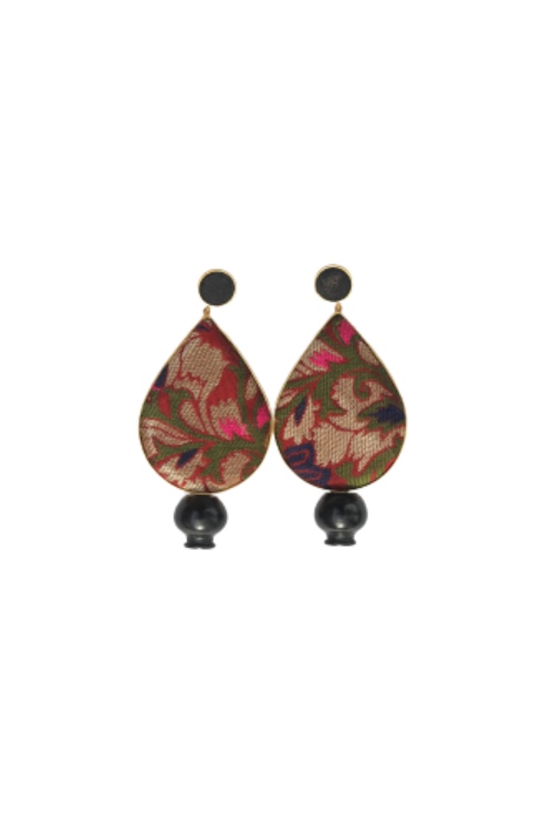 Kabbish'S Statement Tika Bharatnatyam Earrings, Black Pottery