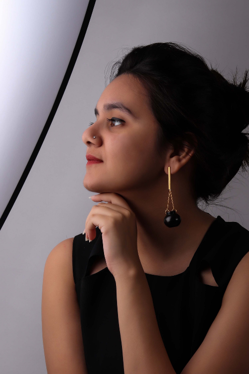 Kabbish'S Sikahar Drop And Dangler Earrings, Black Pottery