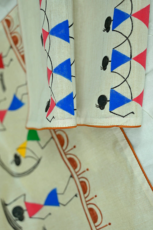 Diorama Designs Handpainted Chanderi Silk Warli Table Mats