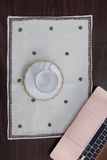 Table Placemat -Off White With Brown Chikankari Embroidery