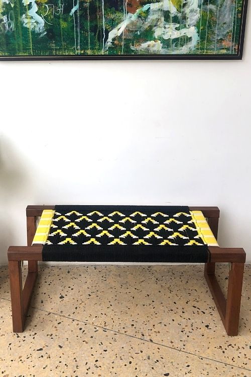 Sirohi Busy Bee Cotton Wooden Bench