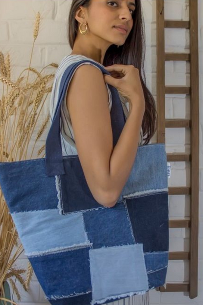 Dwij Patched Denim Tote