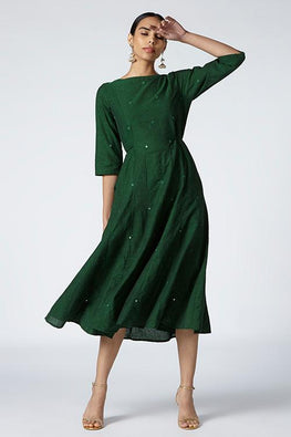 Okhai 'Emerald' Embroidered Cotton Dress