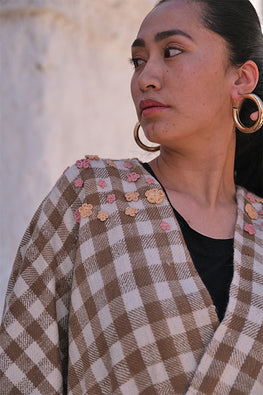 Looms of Ladakh "Shyok" Handwoven Walnutdyed Pashmina Overlay