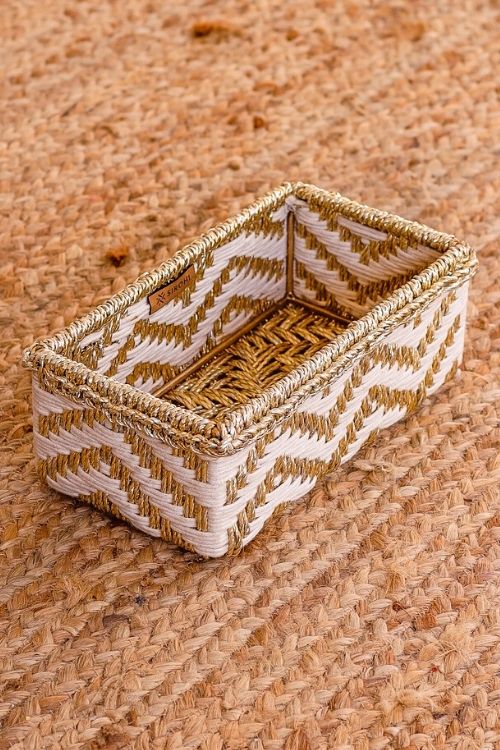 Sirohi Memories Trinket Storage Tray - White & Gold